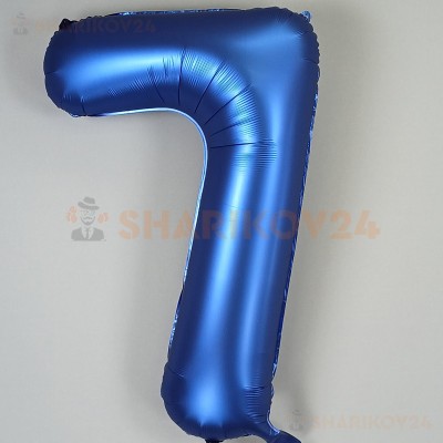 Шар (34''/86 см) Цифра, 7, Синий, Сатин